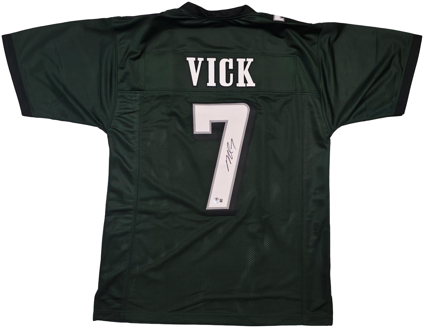 Philadelphia Eagles Michael Vick Autographed Green Jersey Beckett BAS Witness Stock #253384