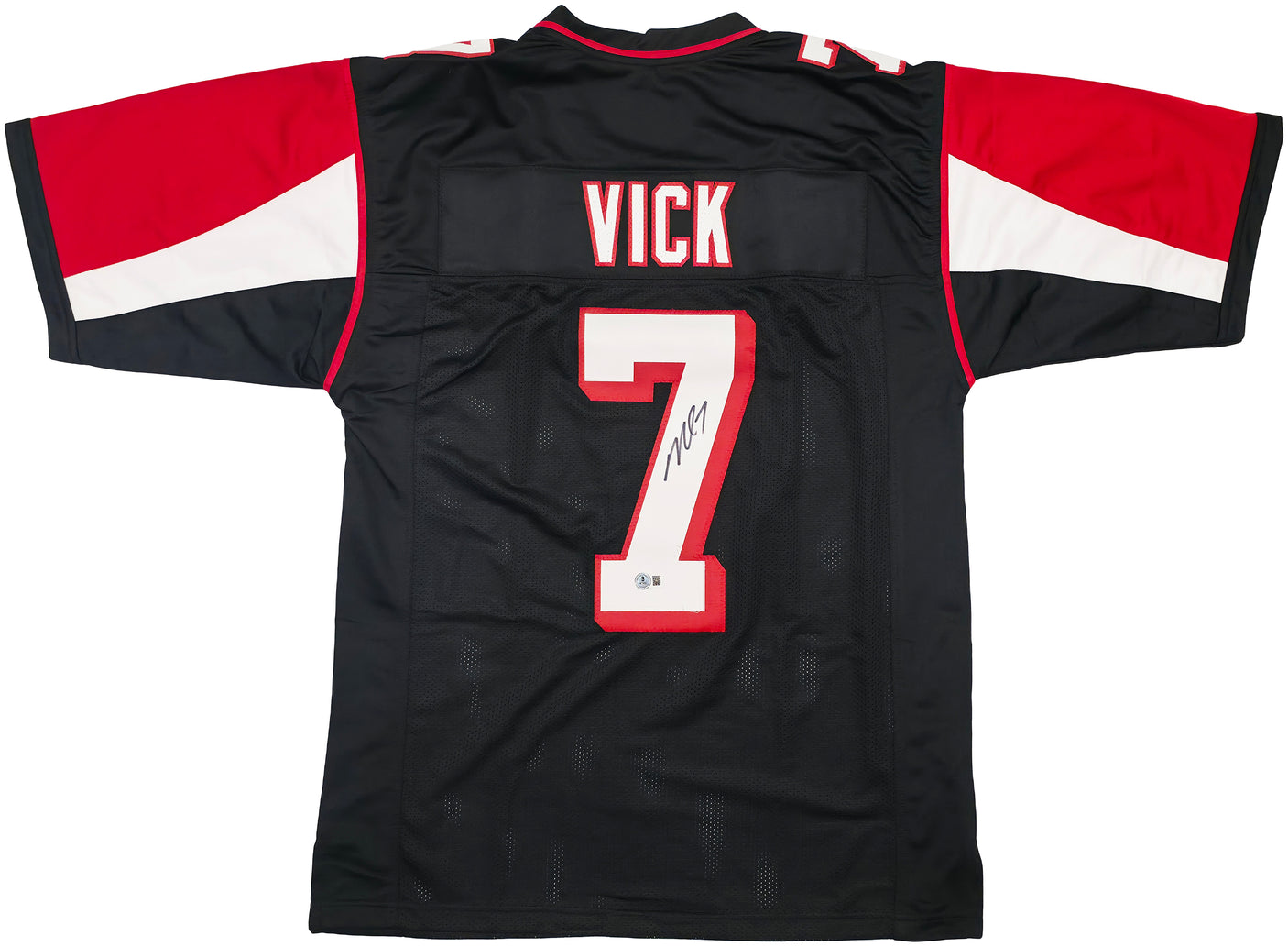 Atlanta Falcons Michael Vick Autographed Black Jersey Beckett BAS Witness Stock #253383