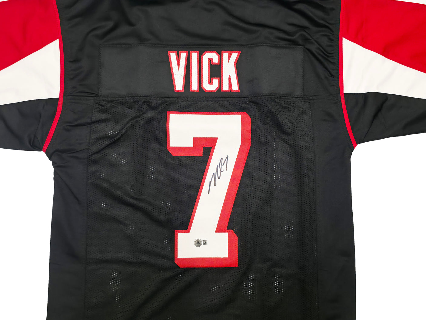 Atlanta Falcons Michael Vick Autographed Black Jersey Beckett BAS Witness Stock #253383