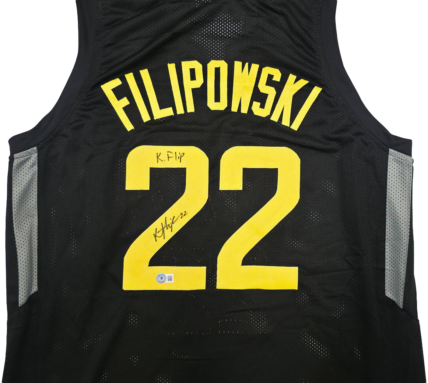 Utah Jazz Kyle Filipowski Autographed Black Jersey "K Flip" Beckett BAS Witness Stock #253281