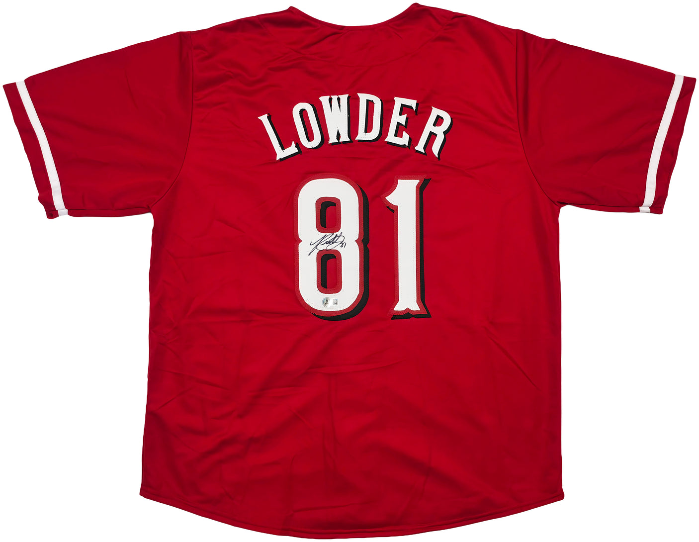 Cincinnati Reds Rhett Lowder Autographed Red Jersey Beckett BAS Witness Stock #253290
