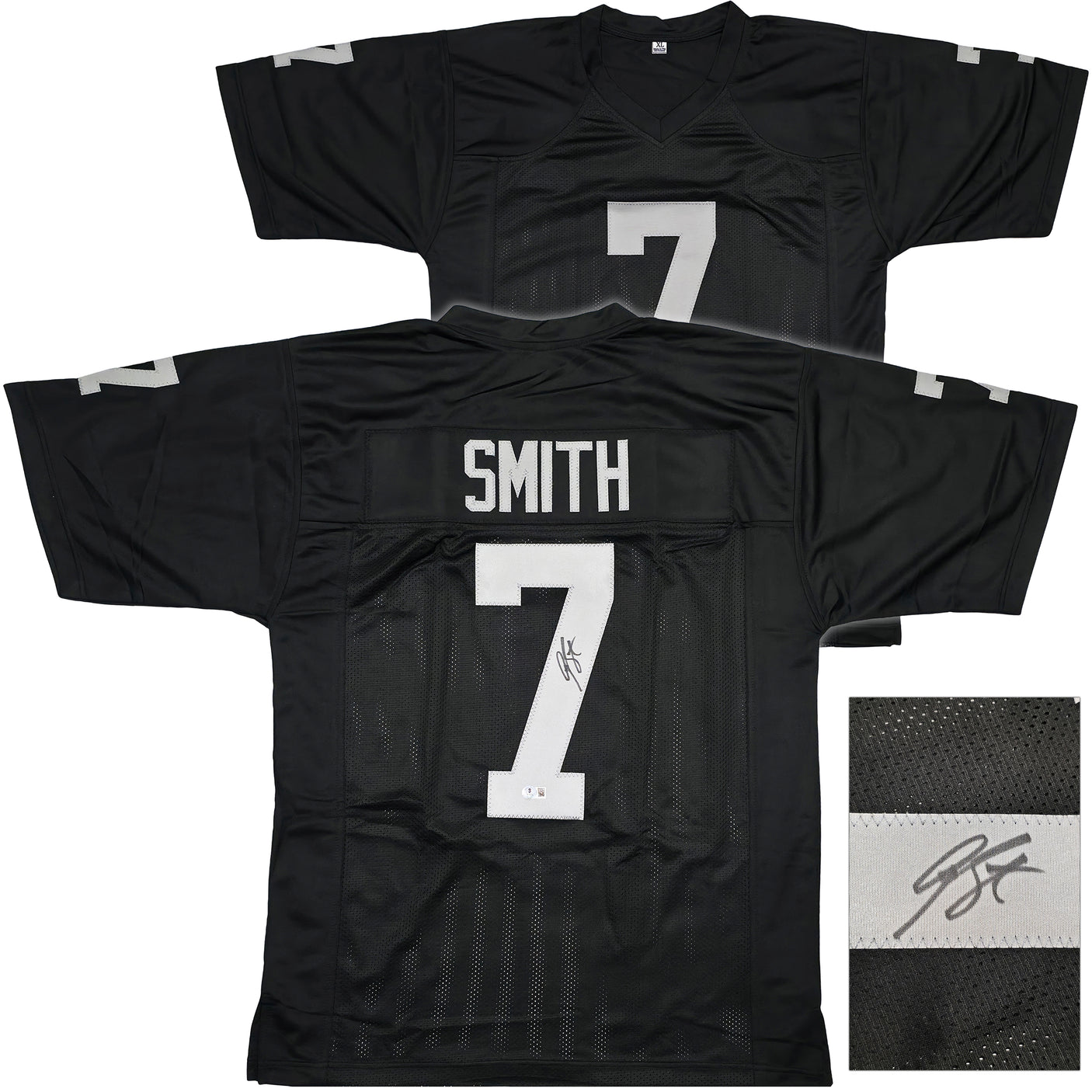 Las Vegas Raiders Geno Smith Autographed Black Jersey Beckett BAS Witness Stock #253486