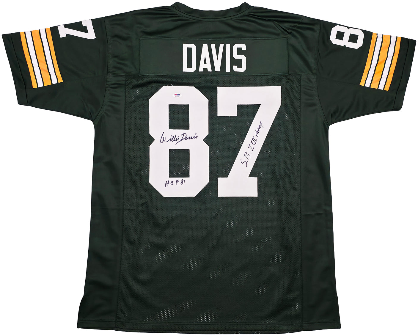 Green Bay Packers Willie Davis Autographed Green Jersey "HOF 81, SB I & II Champs" PSA/DNA Stock #253494