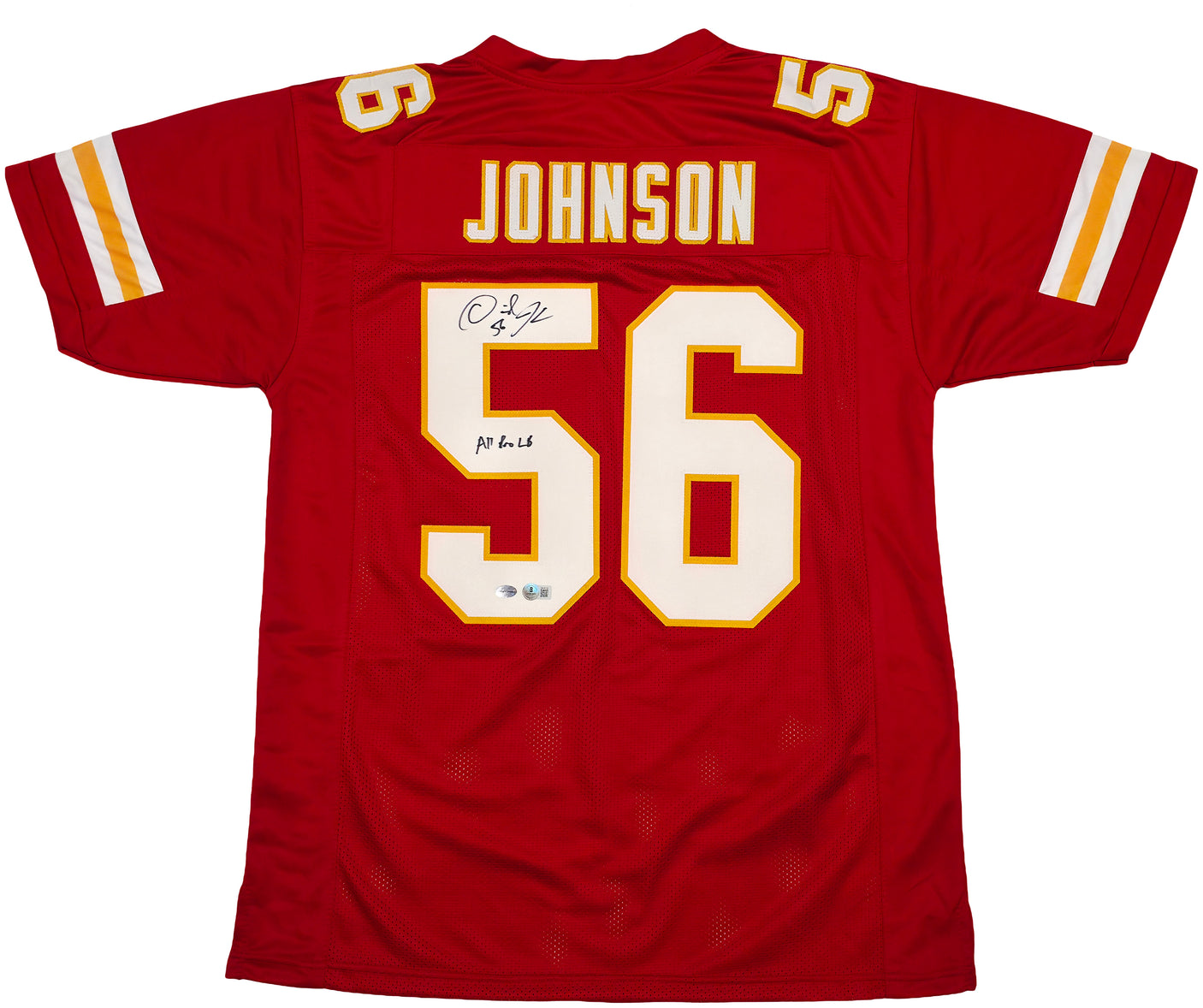Kansas City Chiefs Derrick Johnson Autographed Red Jersey "All Pro LB" Beckett BAS QR Stock #253404