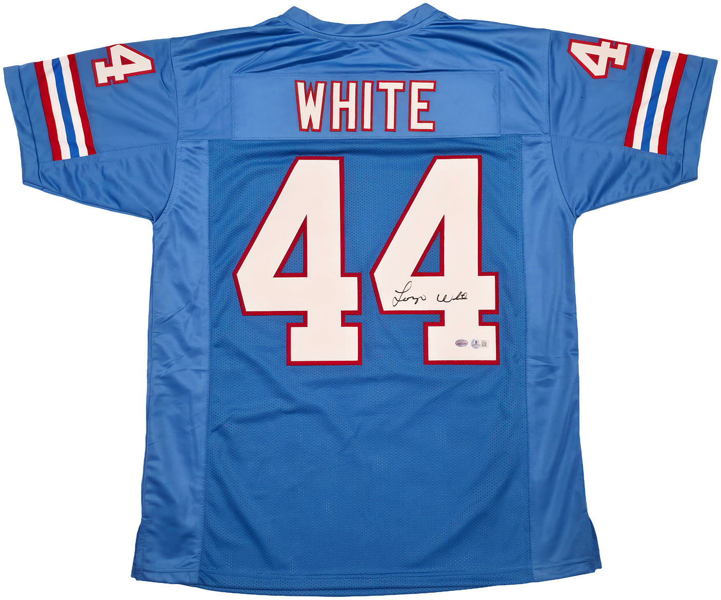 Houston Oilers Lorenzo White Autographed Blue Jersey Beckett BAS QR Stock #253495