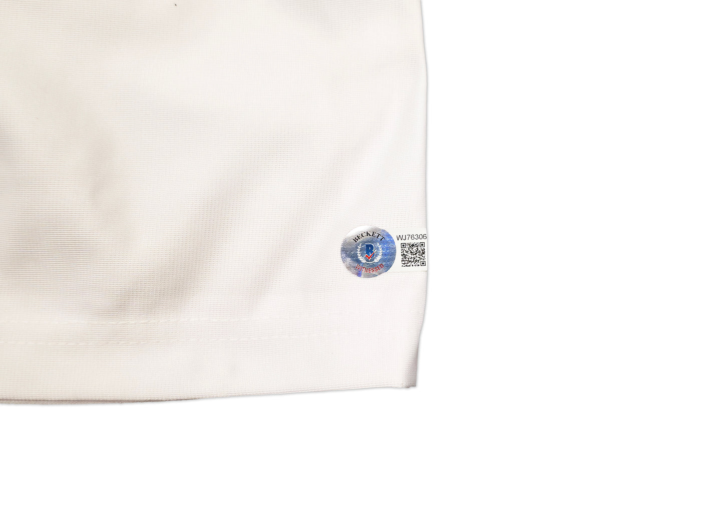 Jon Bones Jones Autographed White MMA Trunks Beckett BAS Witness Stock #253322