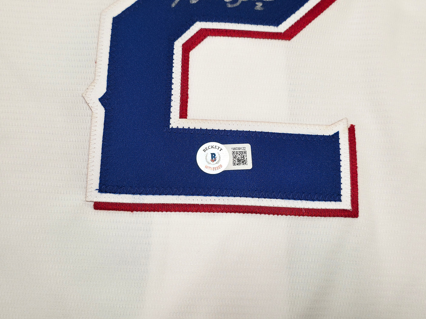 Texas Rangers Marcus Semien Autographed White Nike Jersey Size L Beckett BAS Witness Stock #252430