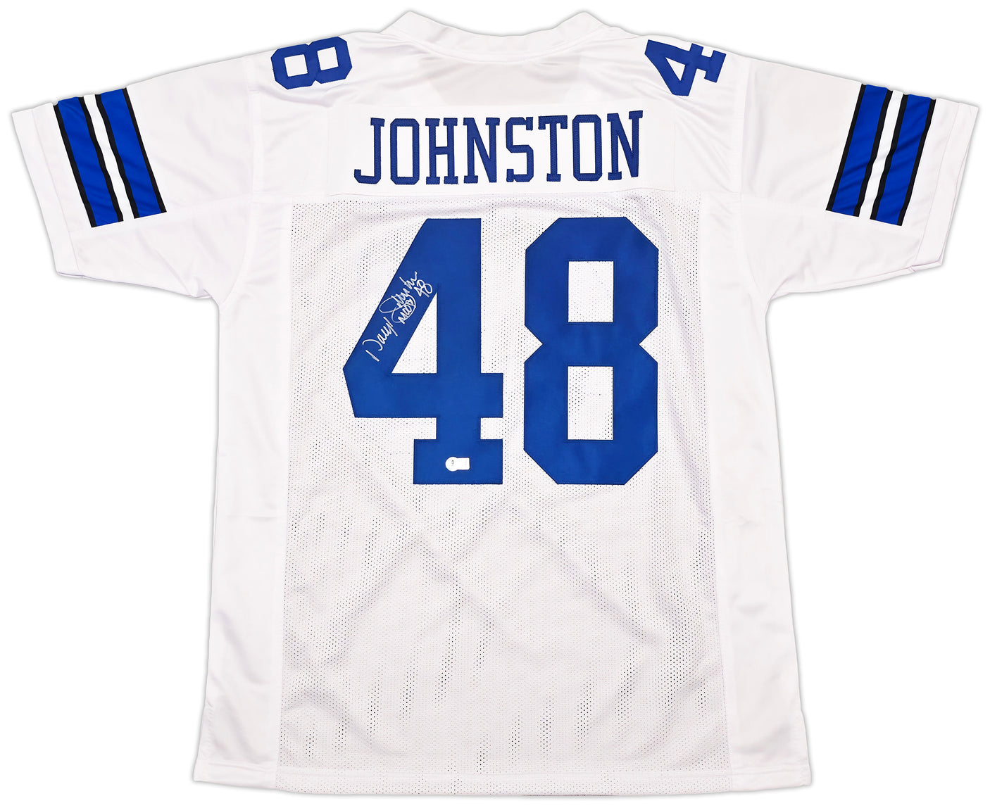 Dallas Cowboys Daryl Johnston Autographed White Jersey "Moose" Beckett BAS QR Stock #253406