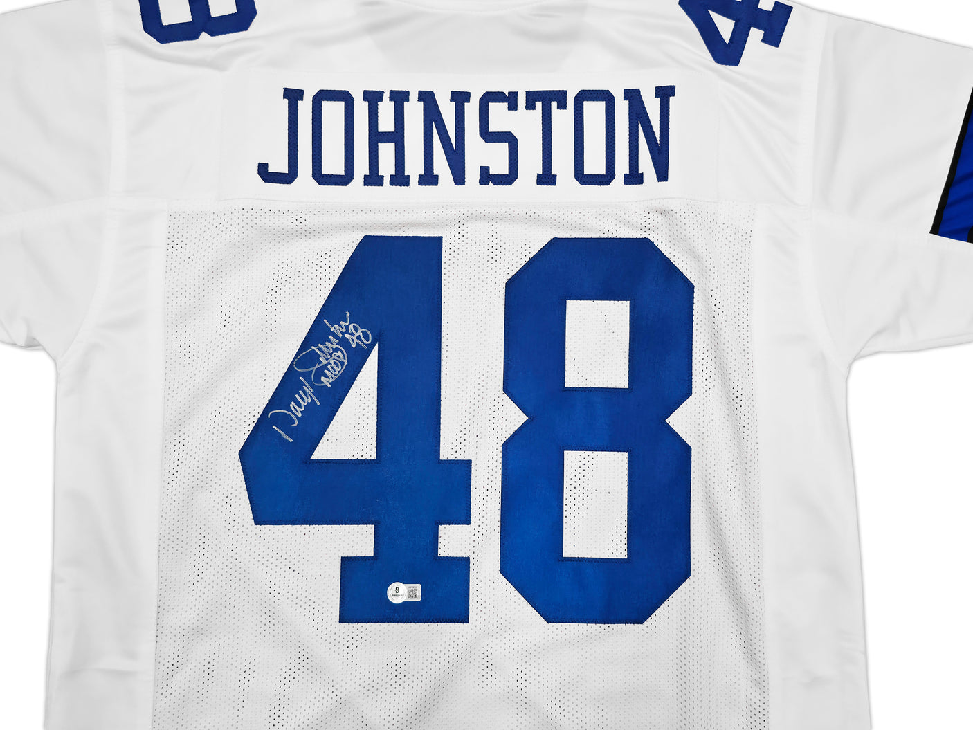Dallas Cowboys Daryl Johnston Autographed White Jersey "Moose" Beckett BAS QR Stock #253406