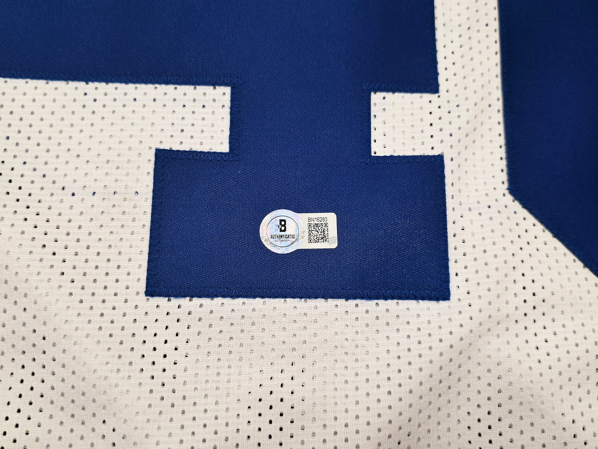 Dallas Cowboys Daryl Johnston Autographed White Jersey "Moose" Beckett BAS QR Stock #253406