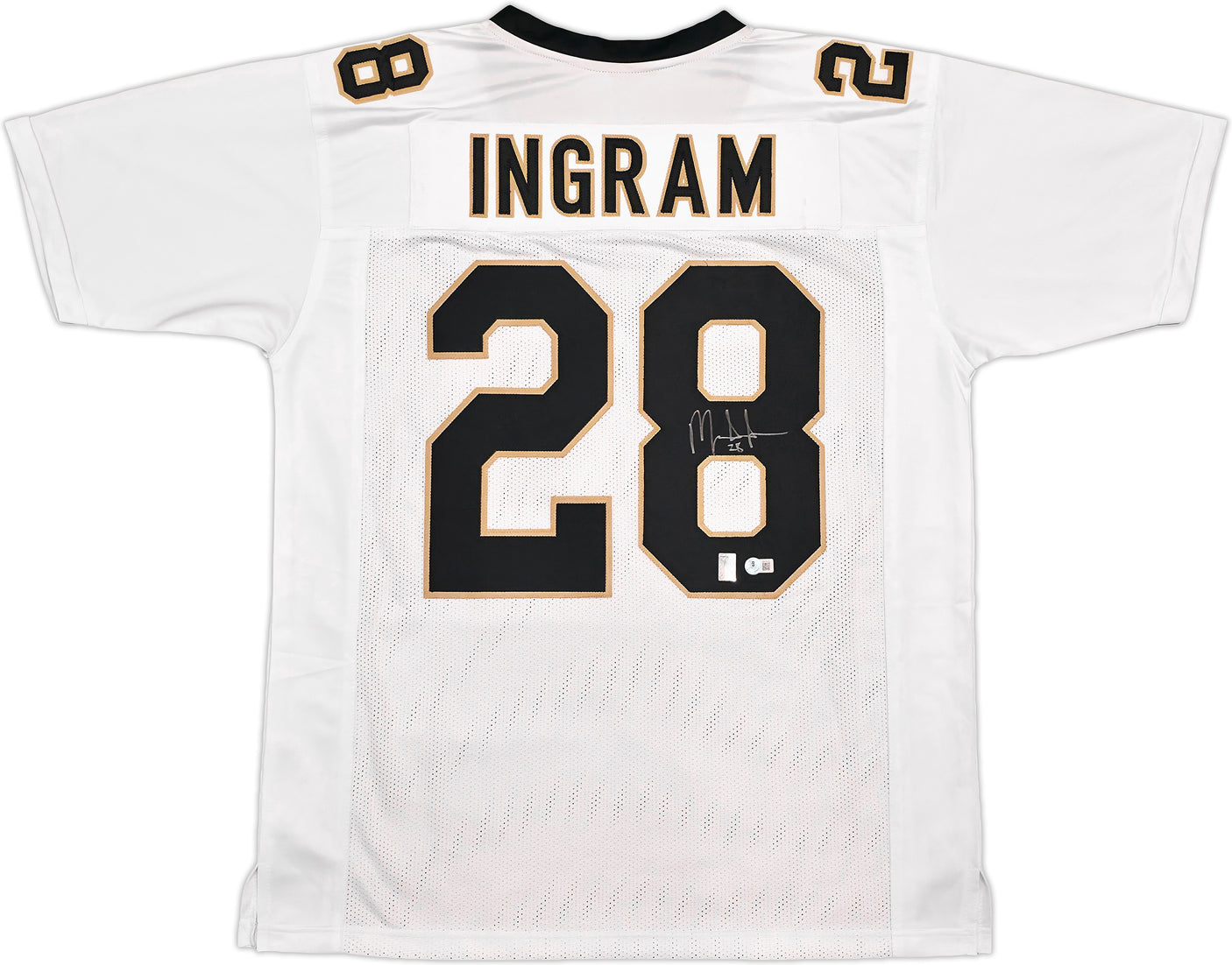 New Orleans Saints Mark Ingram Autographed White Jersey Beckett BAS QR Stock #253482