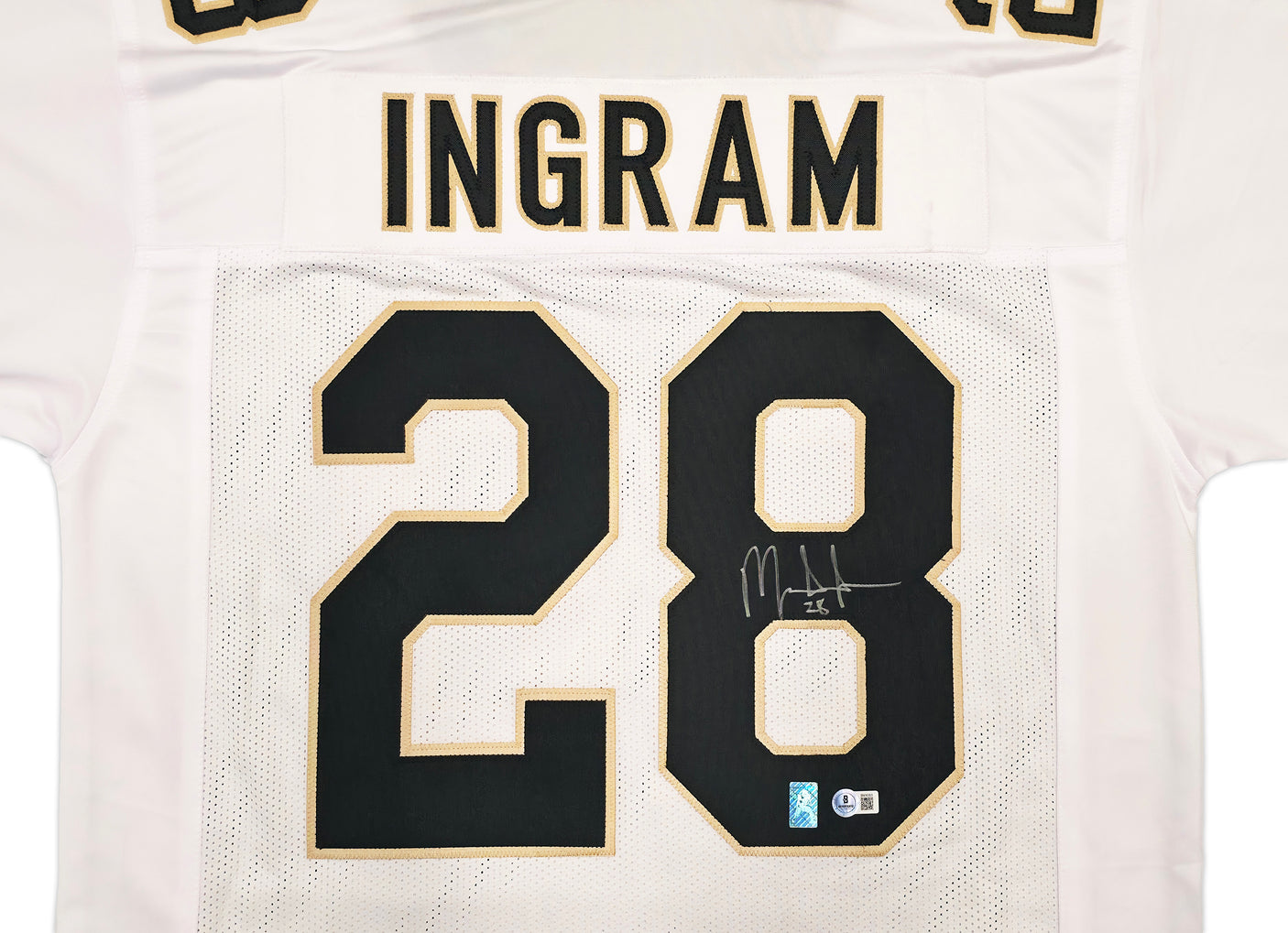 New Orleans Saints Mark Ingram Autographed White Jersey Beckett BAS QR Stock #253482