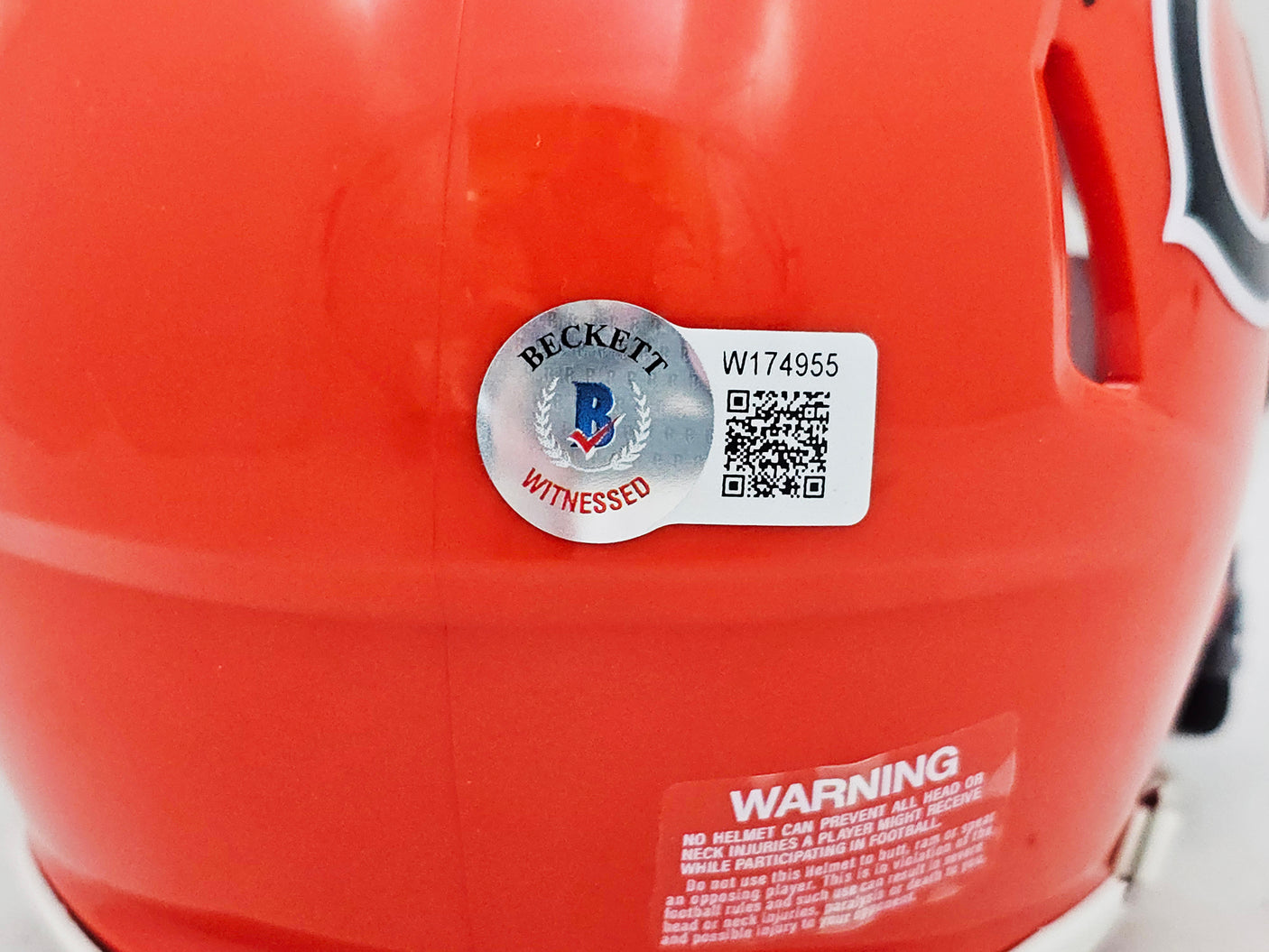 Justin Fields Autographed Chicago Bears 2022 Alternate Orange Speed Mini Helmet Beckett BAS Witness Stock #220590