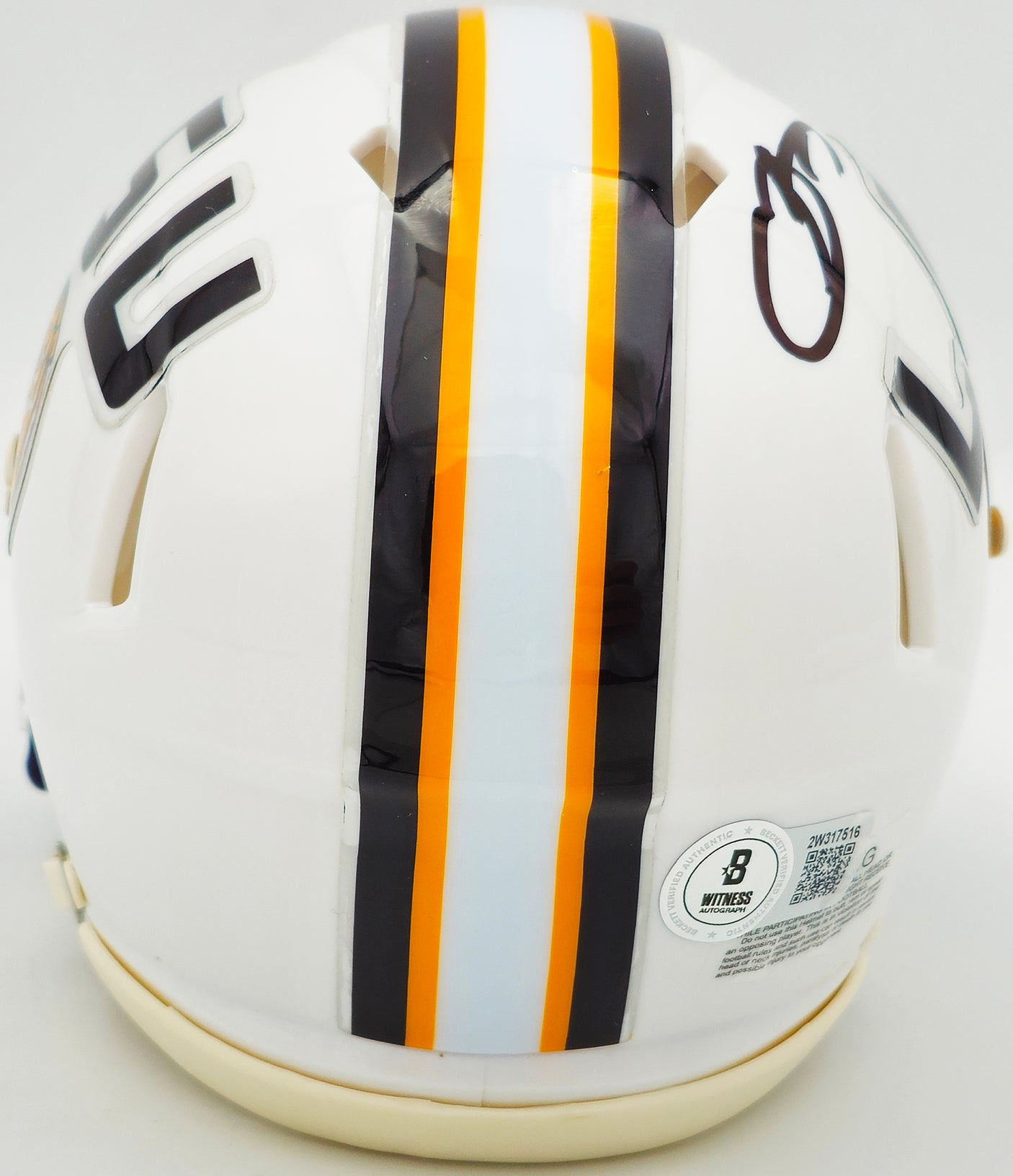 Odell Beckham Jr. Autographed LSU Tigers White Speed Mini Helmet Beckett BAS Witness Stock #235089