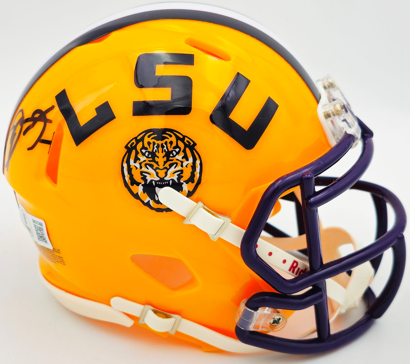 Odell Beckham Jr. Autographed LSU Tigers Yellow Speed Mini Helmet Beckett BAS Witness Stock #235088