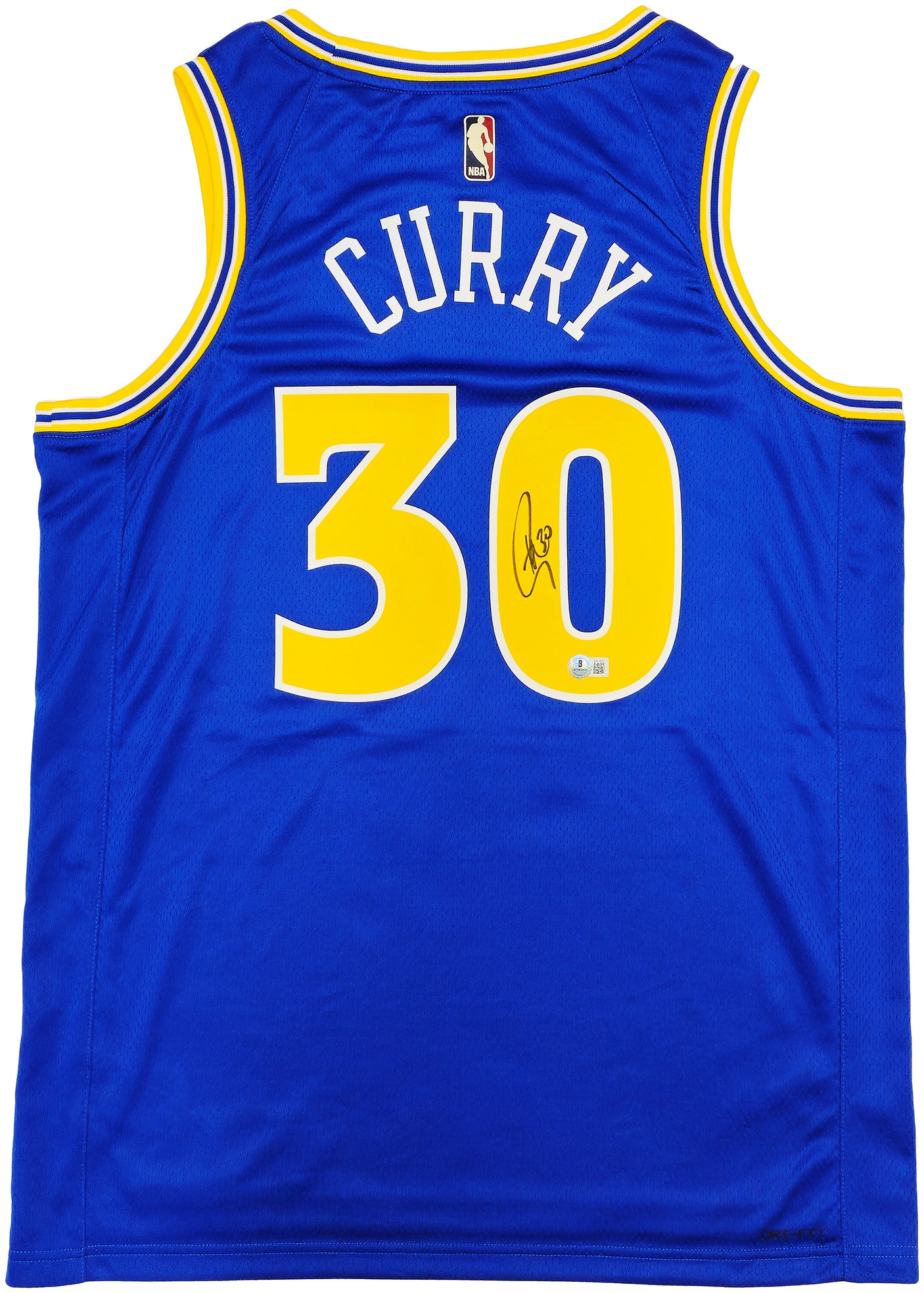 Golden State Warriors Stephen Curry Autographed Blue Nike Swingman Classic Edition Jersey Size 48 Beckett BAS QR Stock #234961