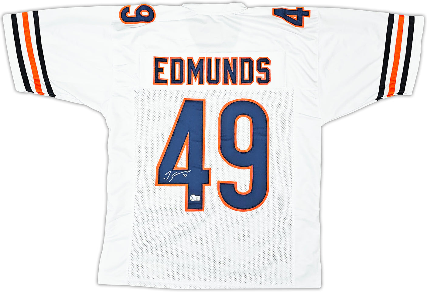 Chicago Bears Tremaine Edmunds Autographed White Jersey Beckett BAS Witness Stock #221052