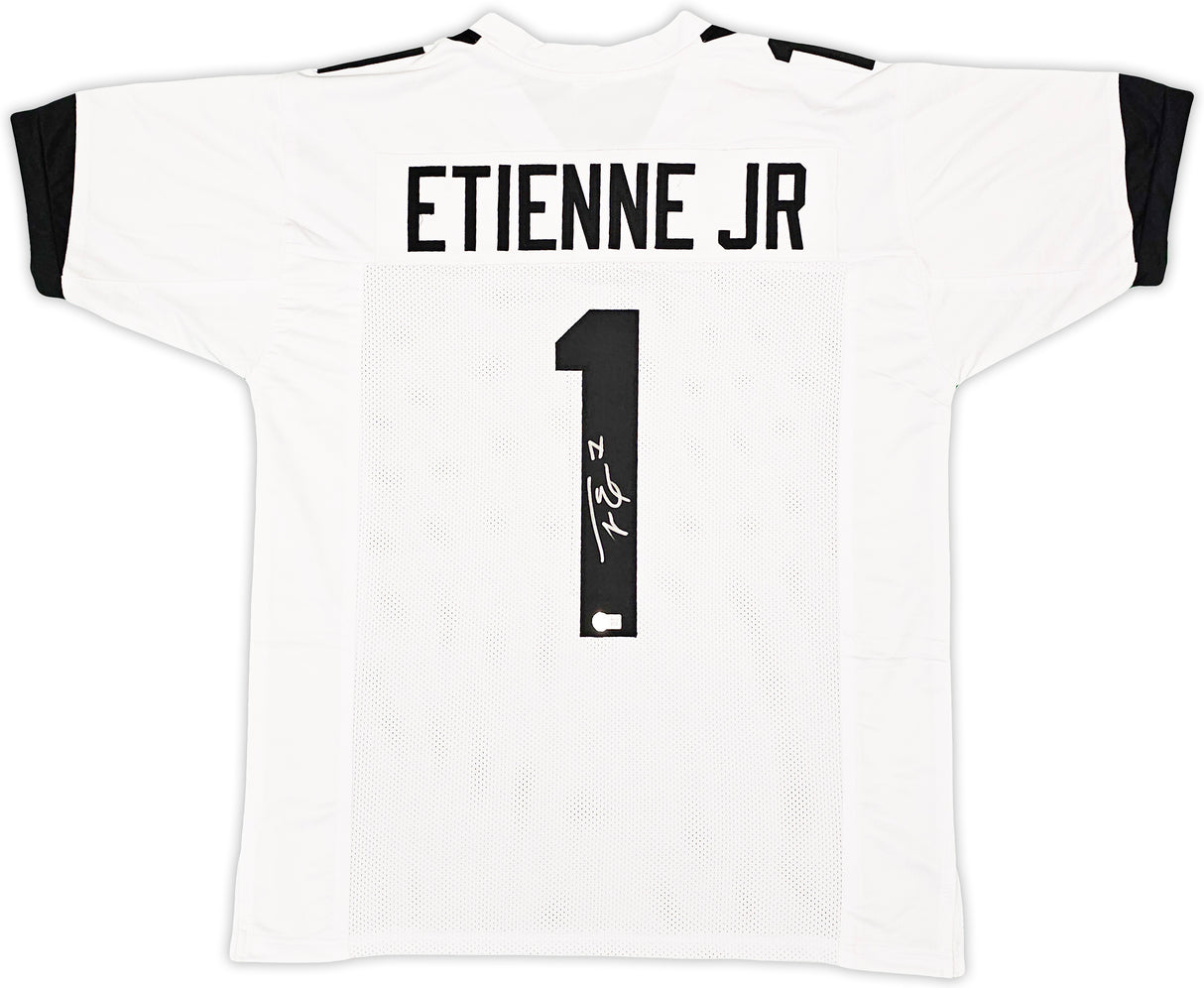 Jacksonville Jaguars Travis Etienne Autographed White Jersey Beckett BAS Witness Stock #220897