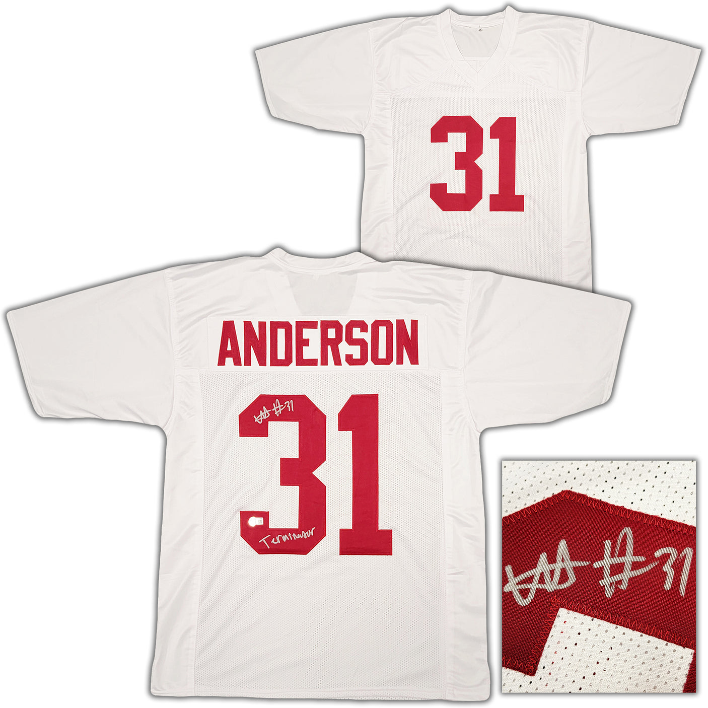 Alabama Crimson Tide Will Anderson Autographed White Jersey "Terminator" Beckett BAS Witness Stock #209475