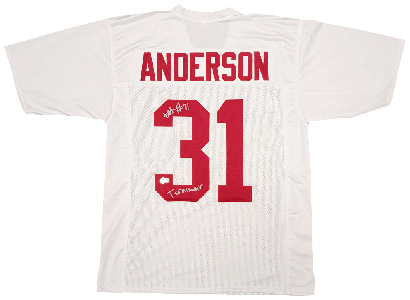 Alabama Crimson Tide Will Anderson Autographed White Jersey "Terminator" Beckett BAS Witness Stock #209475