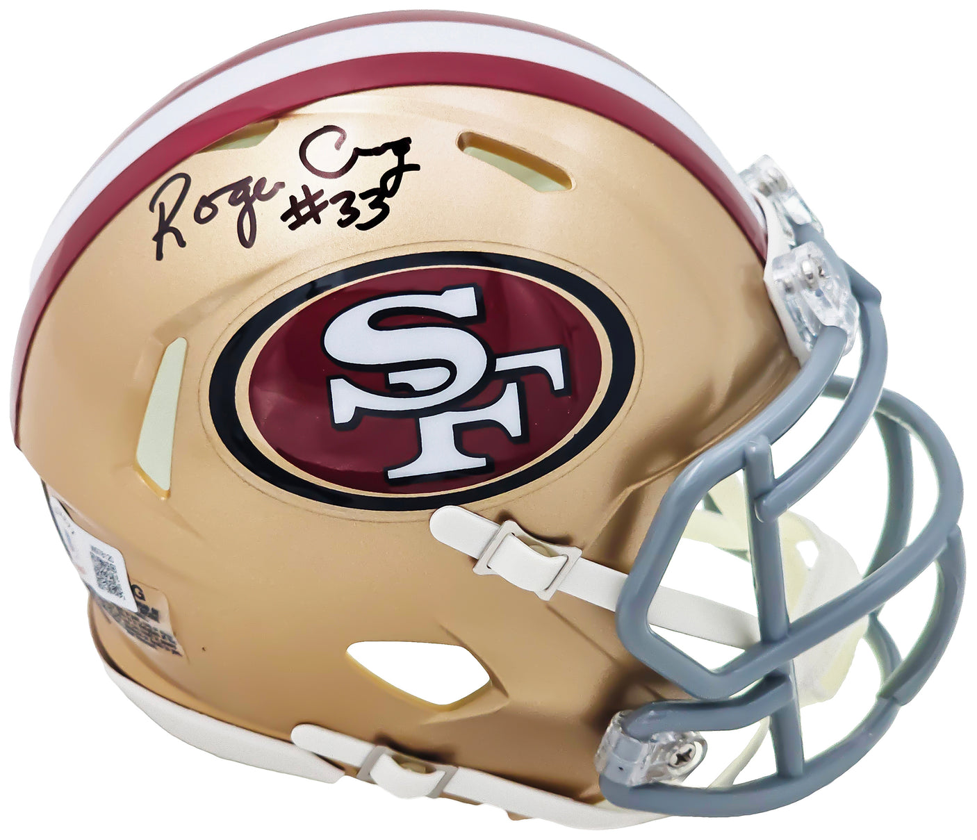 Roger Craig Autographed San Francisco 49ers Gold Speed Mini Helmet Beckett BAS Witness Stock #221284