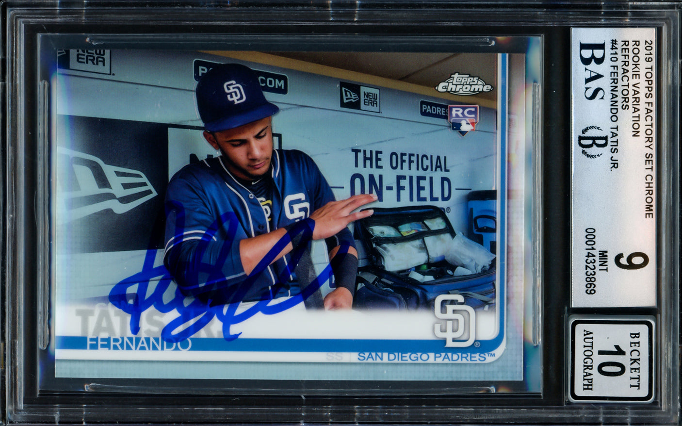 Fernando Tatis Jr. Autographed 2019 Topps Factory Set Chrome Variation Rookie Card #410 San Diego Padres BGS 9 Auto Grade Gem Mint 10 Beckett BAS #14323869