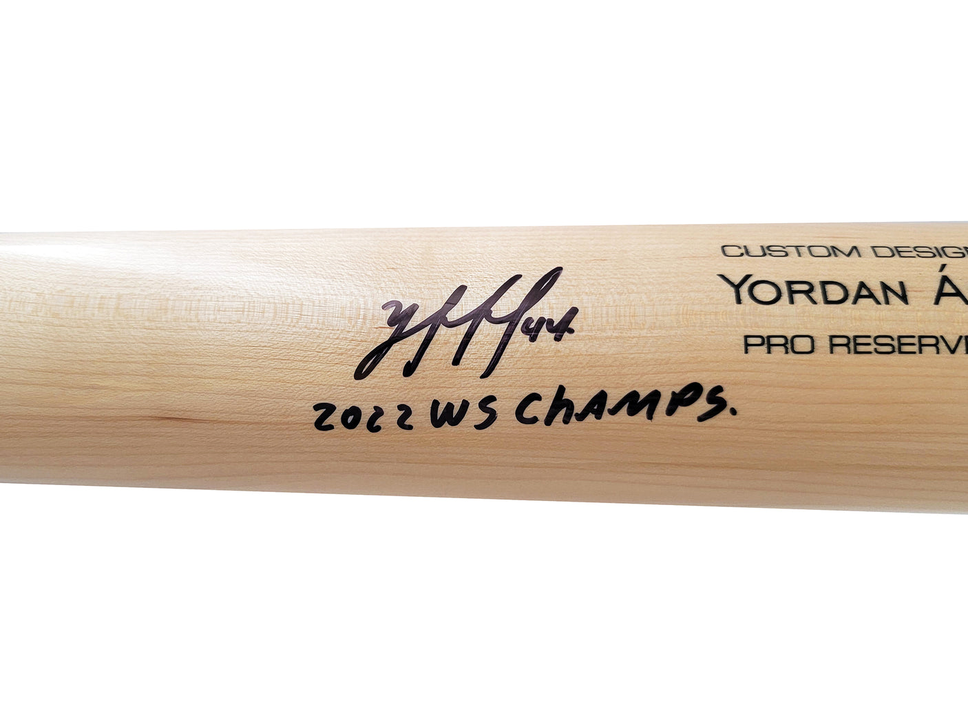 Yordan Alvarez Autographed Blonde Victus Player Model Bat Houston Astros "2022 WS Champs" Beckett BAS Witness Stock #210083