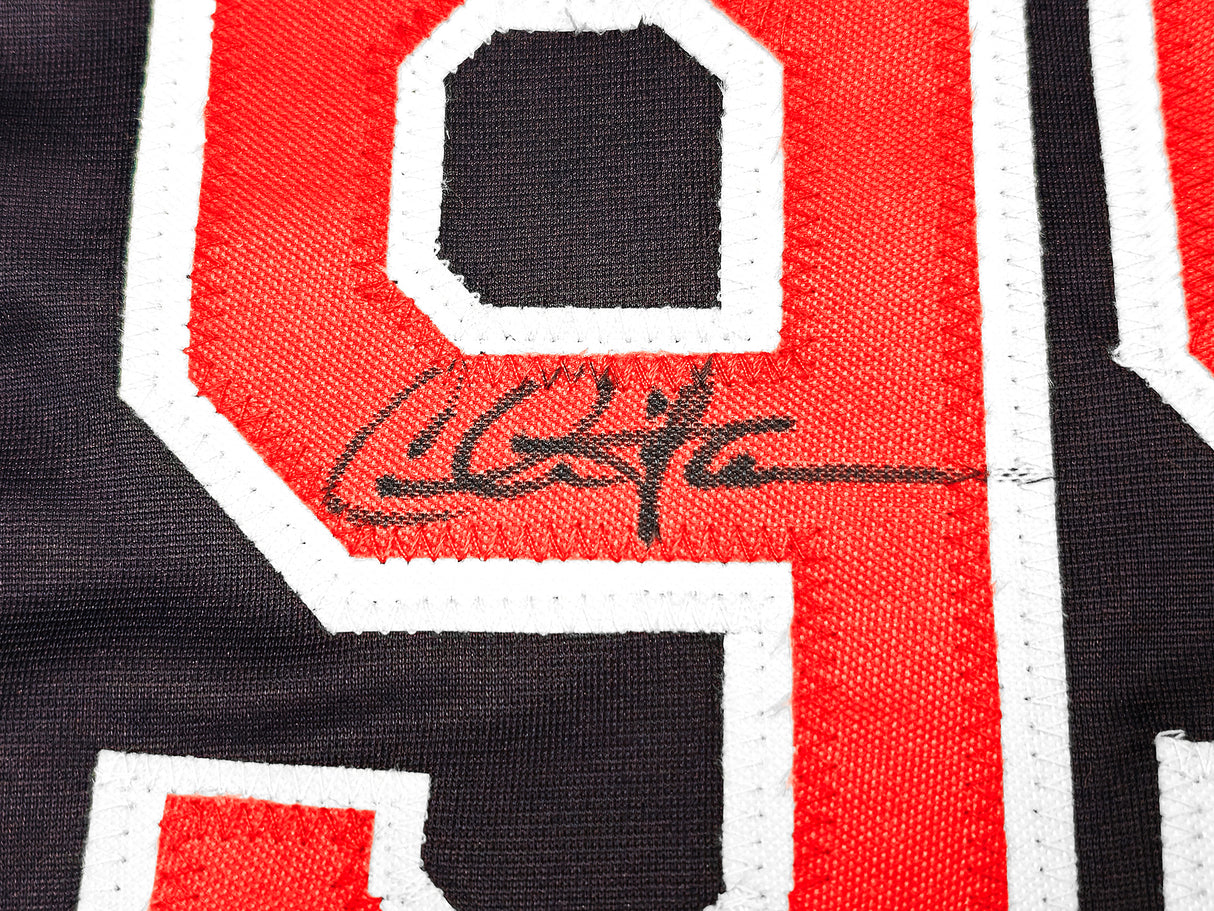 Major League Charlie Sheen, Corbin Bernsen & Tom Berenger Autographed Navy Jersey Beckett BAS Witness Stock #221307