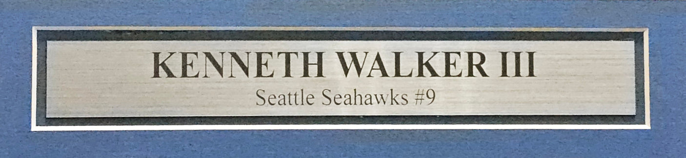 Seattle Seahawks Kenneth Walker III Autographed Framed Blue Throwback Jersey Beckett BAS Witness Stock #221131