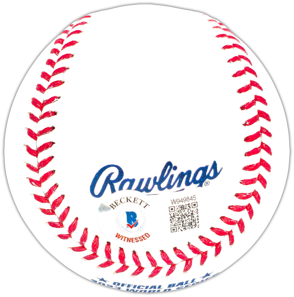 Evan Carter Autographed Official 2023 World Series Logo MLB Baseball Texas Rangers Beckett BAS Witness Stock #221324