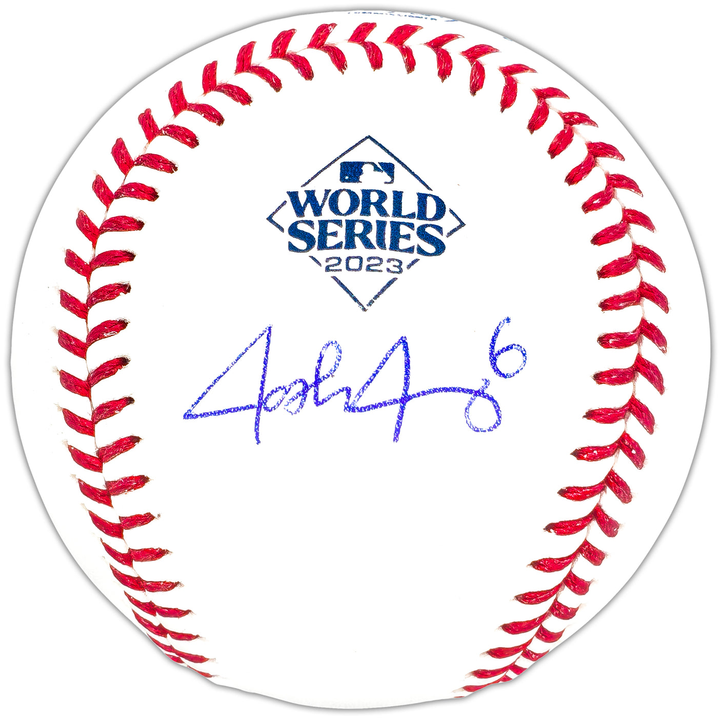 Josh Jung Autographed Official 2023 World Series Logo MLB Baseball Texas Rangers Beckett BAS Witness Stock #221328