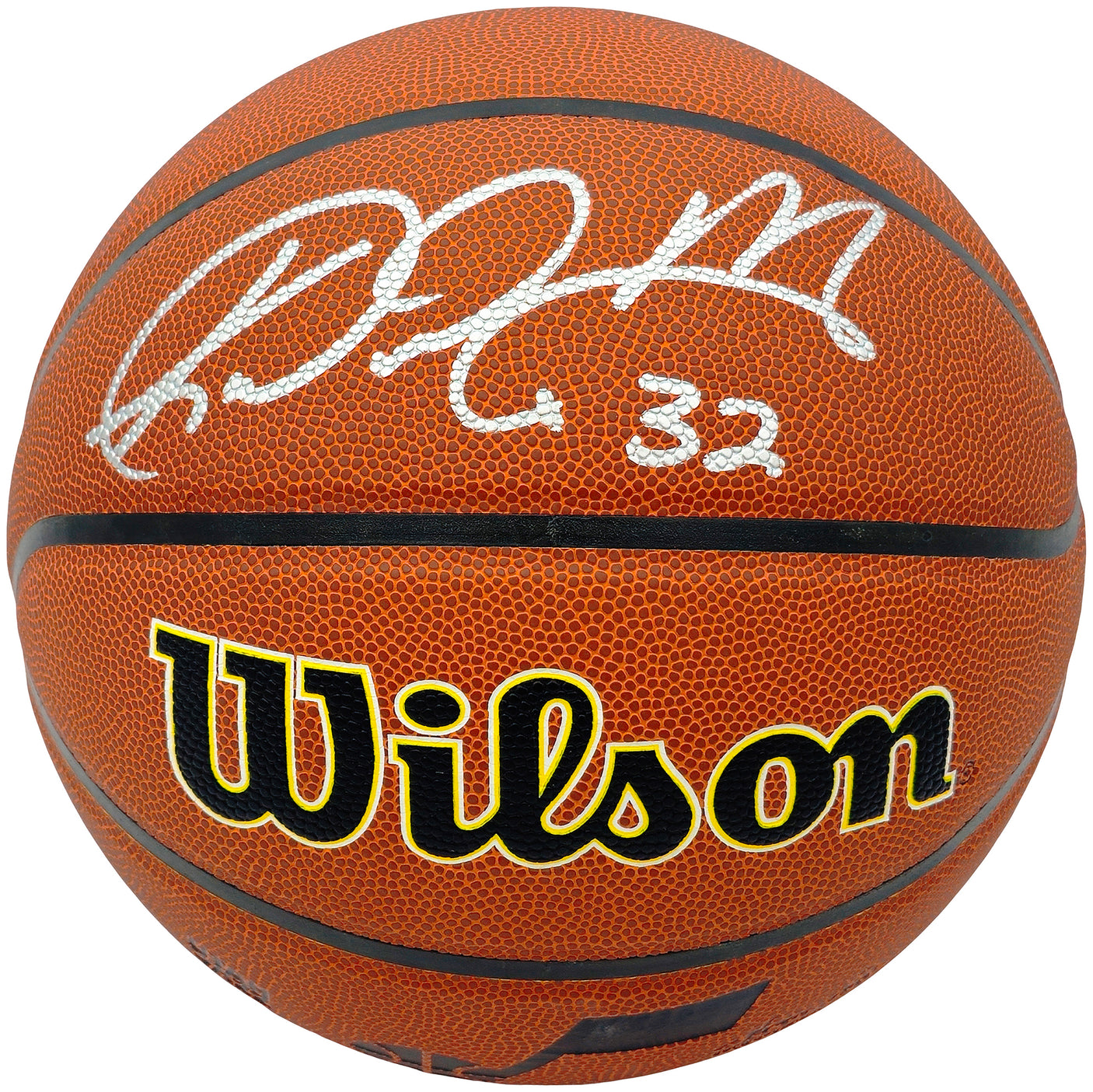 John Stockton & Karl Malone Autographed Composite Leather Utah Jazz Logo Basketball Beckett BAS Witness Stock #235782