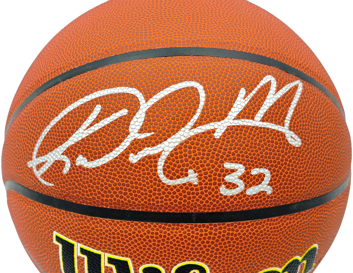 John Stockton & Karl Malone Autographed Composite Leather Utah Jazz Logo Basketball Beckett BAS Witness Stock #235782
