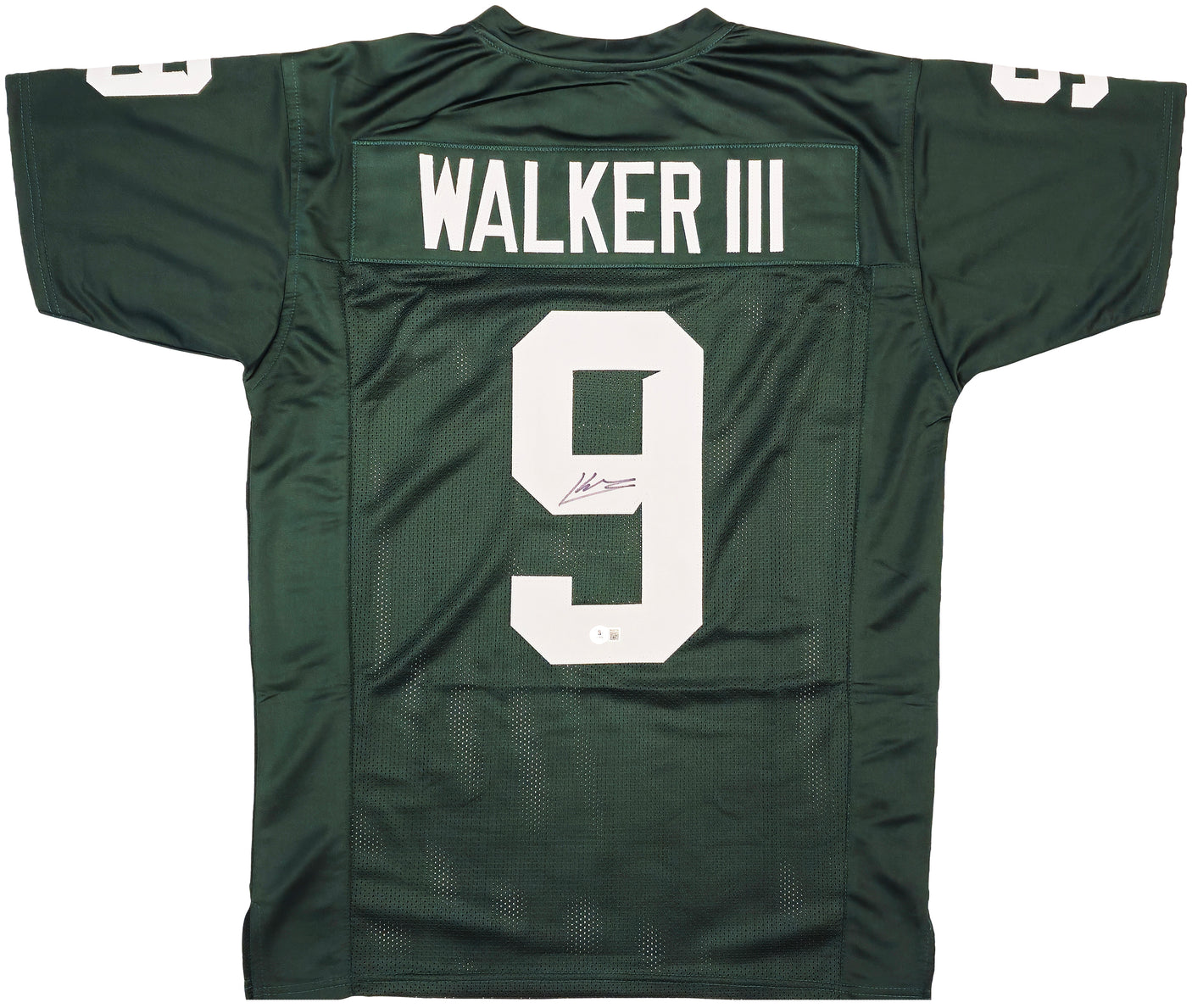 Michigan State Spartans Kenneth Walker III Autographed Green Jersey Beckett BAS Witness Stock #235711