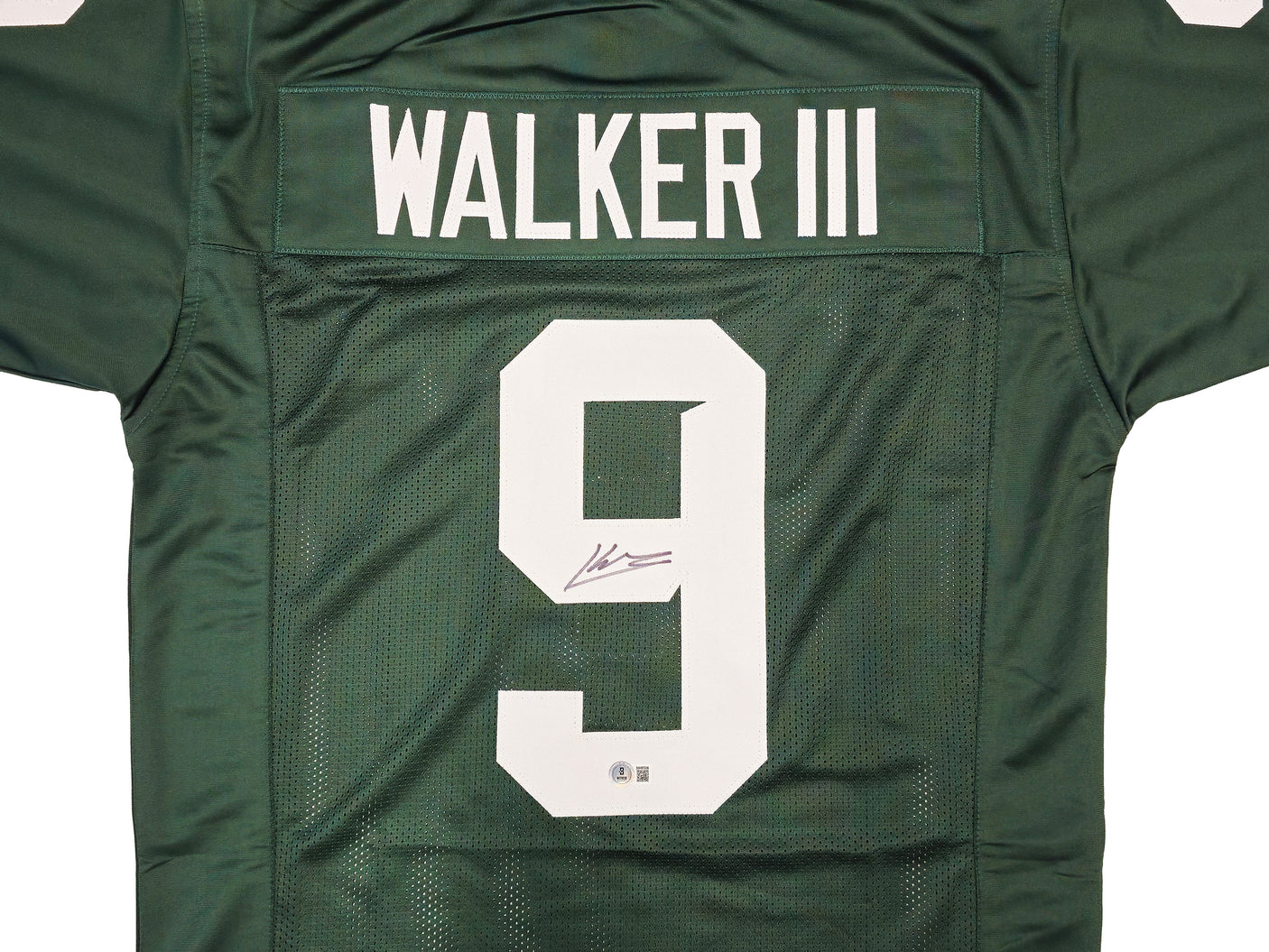 Michigan State Spartans Kenneth Walker III Autographed Green Jersey Beckett BAS Witness Stock #235711