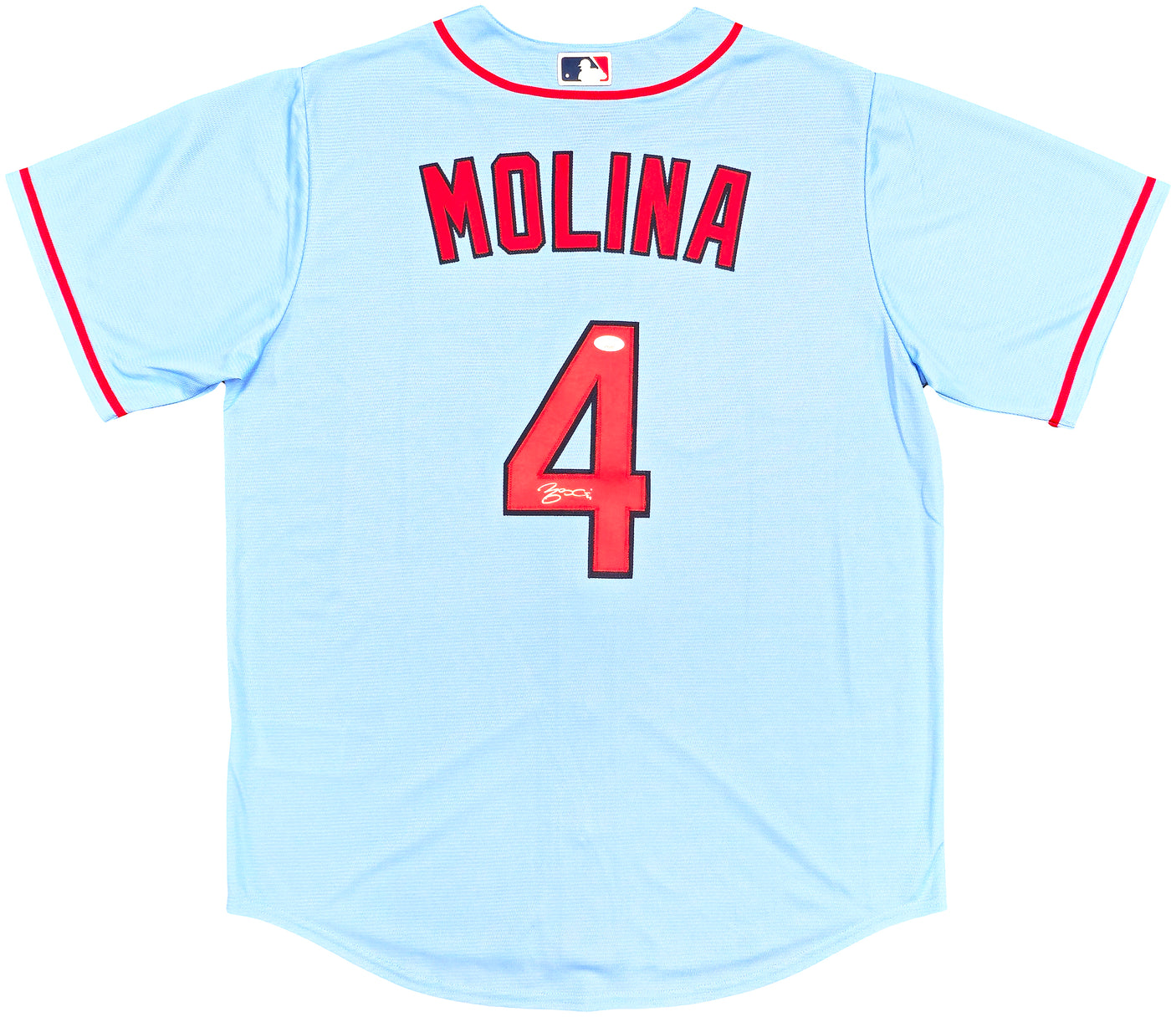 St. Louis Cardinals Yadier Molina Autographed Light Blue Nike Jersey Size L JSA Stock #236165