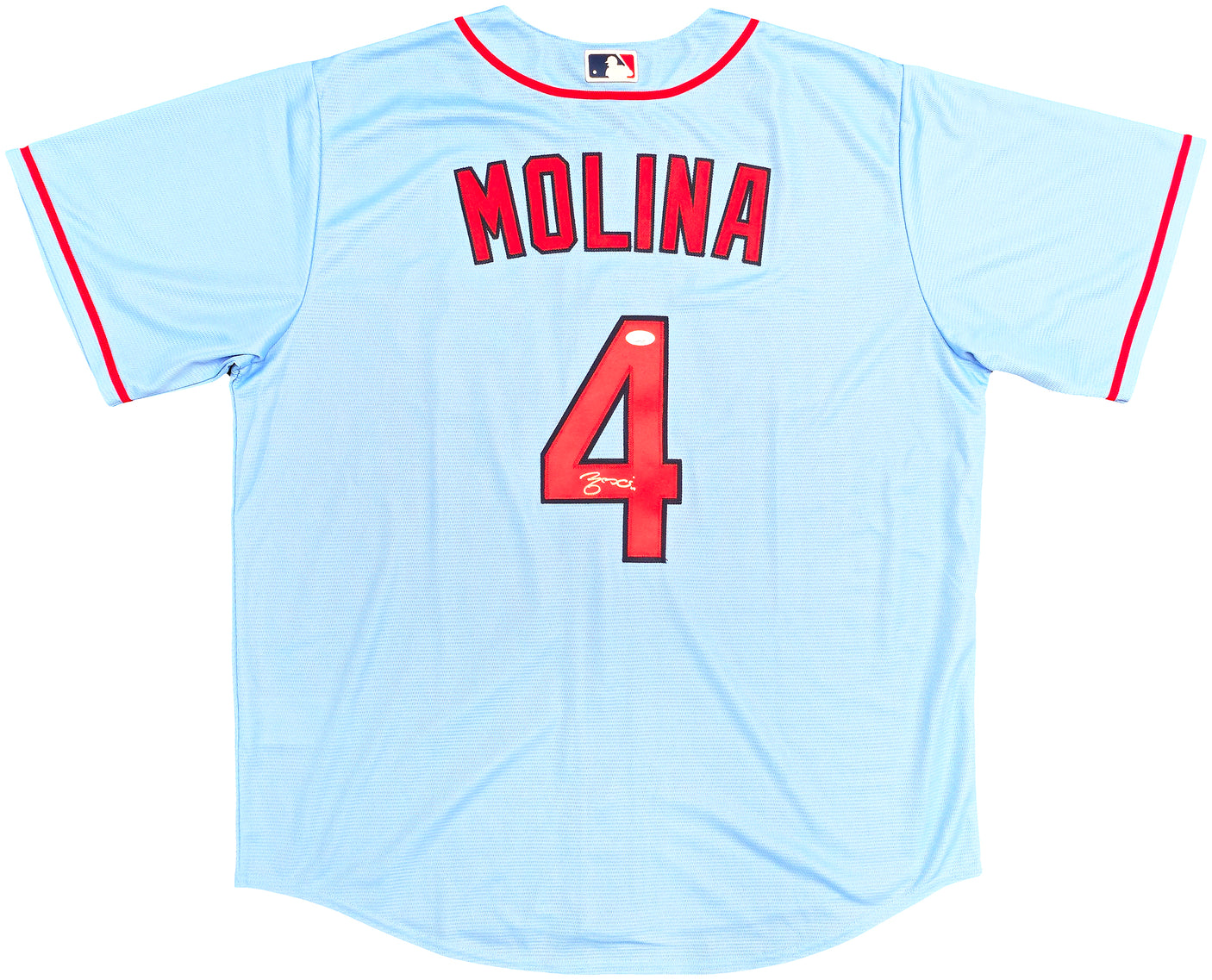 St. Louis Cardinals Yadier Molina Autographed Light Blue Nike Jersey Size XL JSA Stock #236166