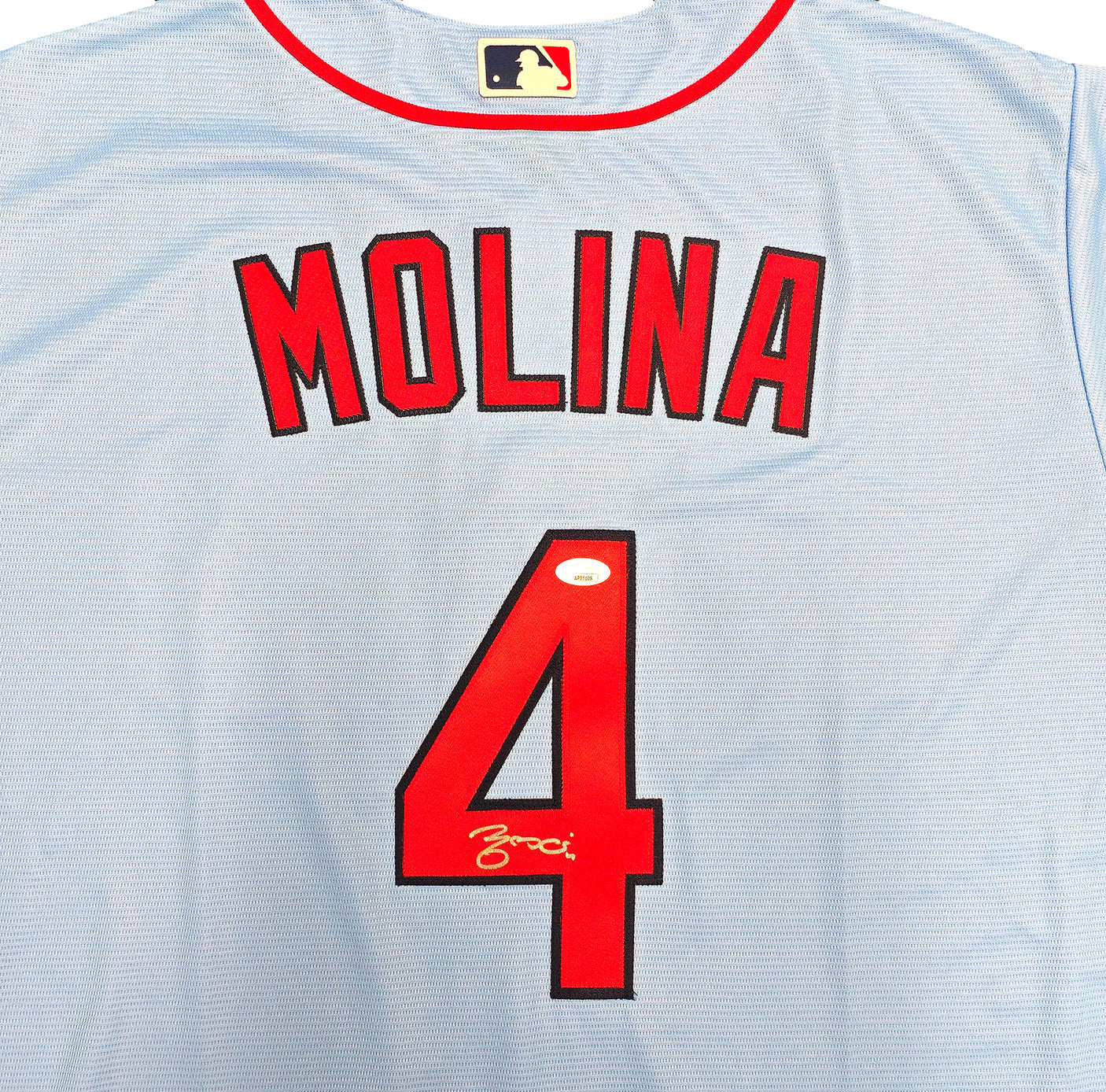 St. Louis Cardinals Yadier Molina Autographed Light Blue Nike Jersey Size XL JSA Stock #236166