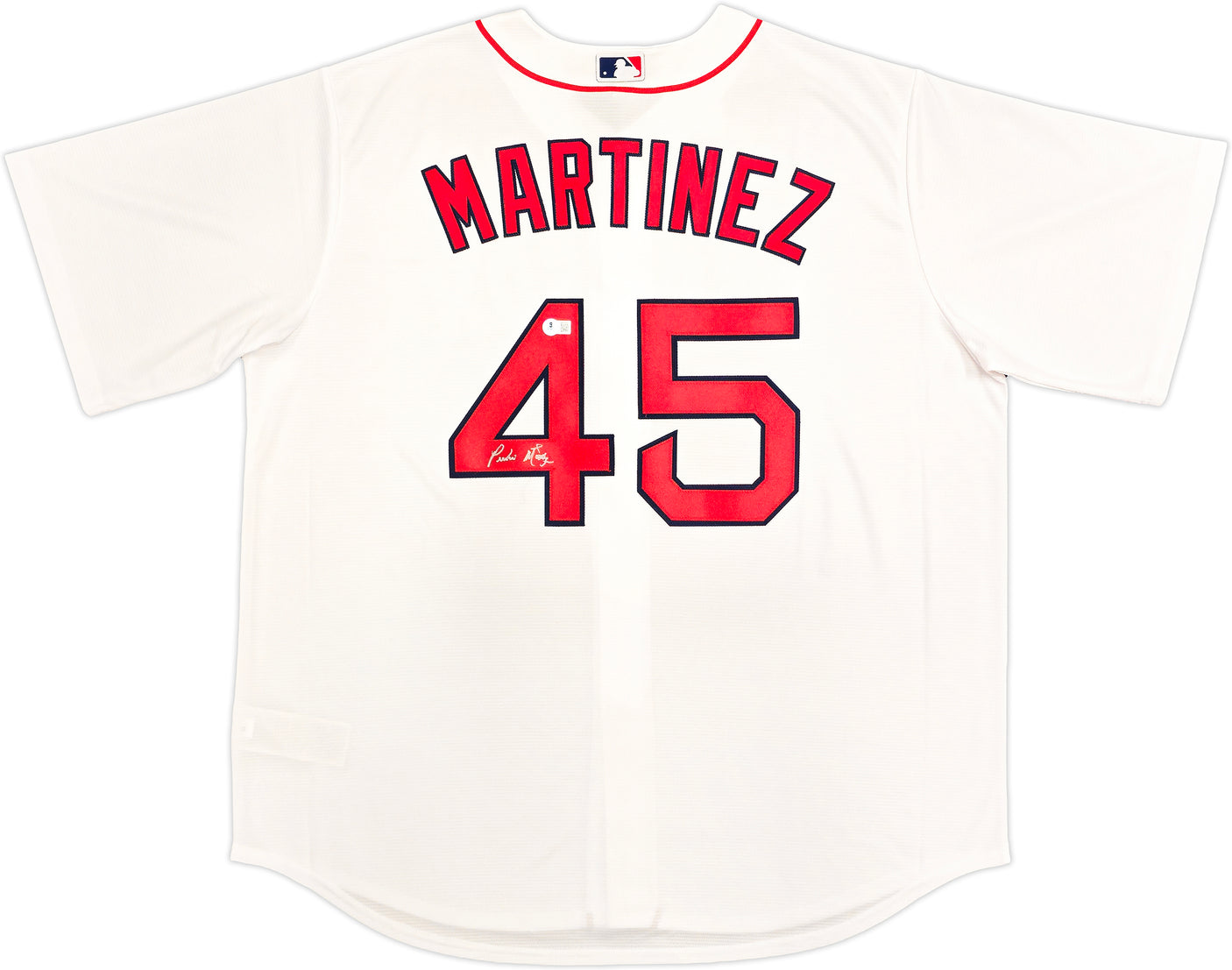 Boston Red Sox Pedro Martinez Autographed White Nike Jersey Size XXL Beckett BAS Witness Stock #236168