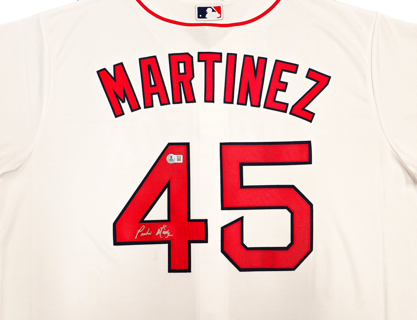 Boston Red Sox Pedro Martinez Autographed White Nike Jersey Size XXL Beckett BAS Witness Stock #236168