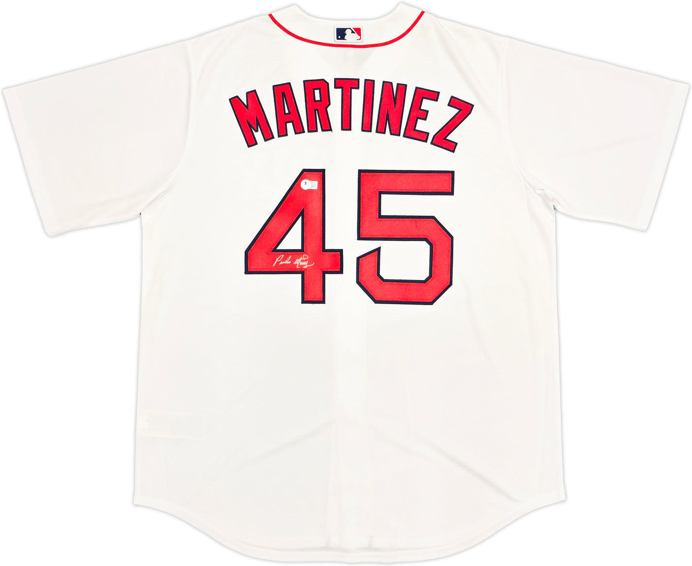 Boston Red Sox Pedro Martinez Autographed White Nike Jersey Size XL Beckett BAS Witness Stock #236167