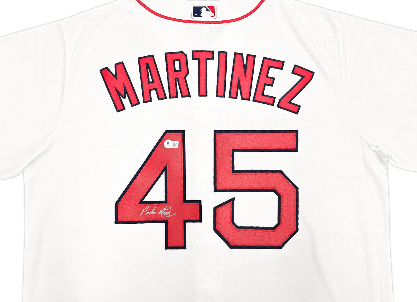 Boston Red Sox Pedro Martinez Autographed White Nike Jersey Size XL Beckett BAS Witness Stock #236167