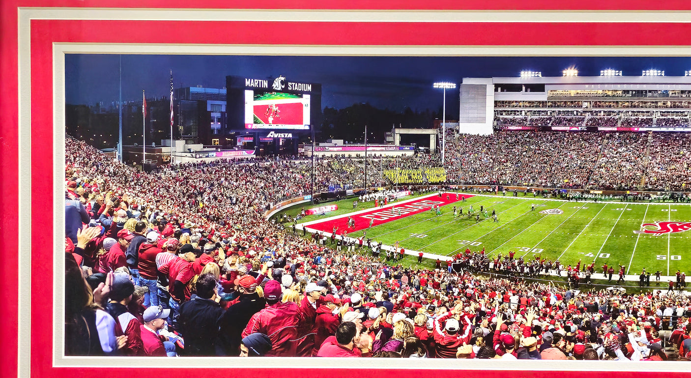 Unsigned Framed 12x36 Panoramic Photo Washington State Cougars College Gameday Win vs Oregon Stock #235673