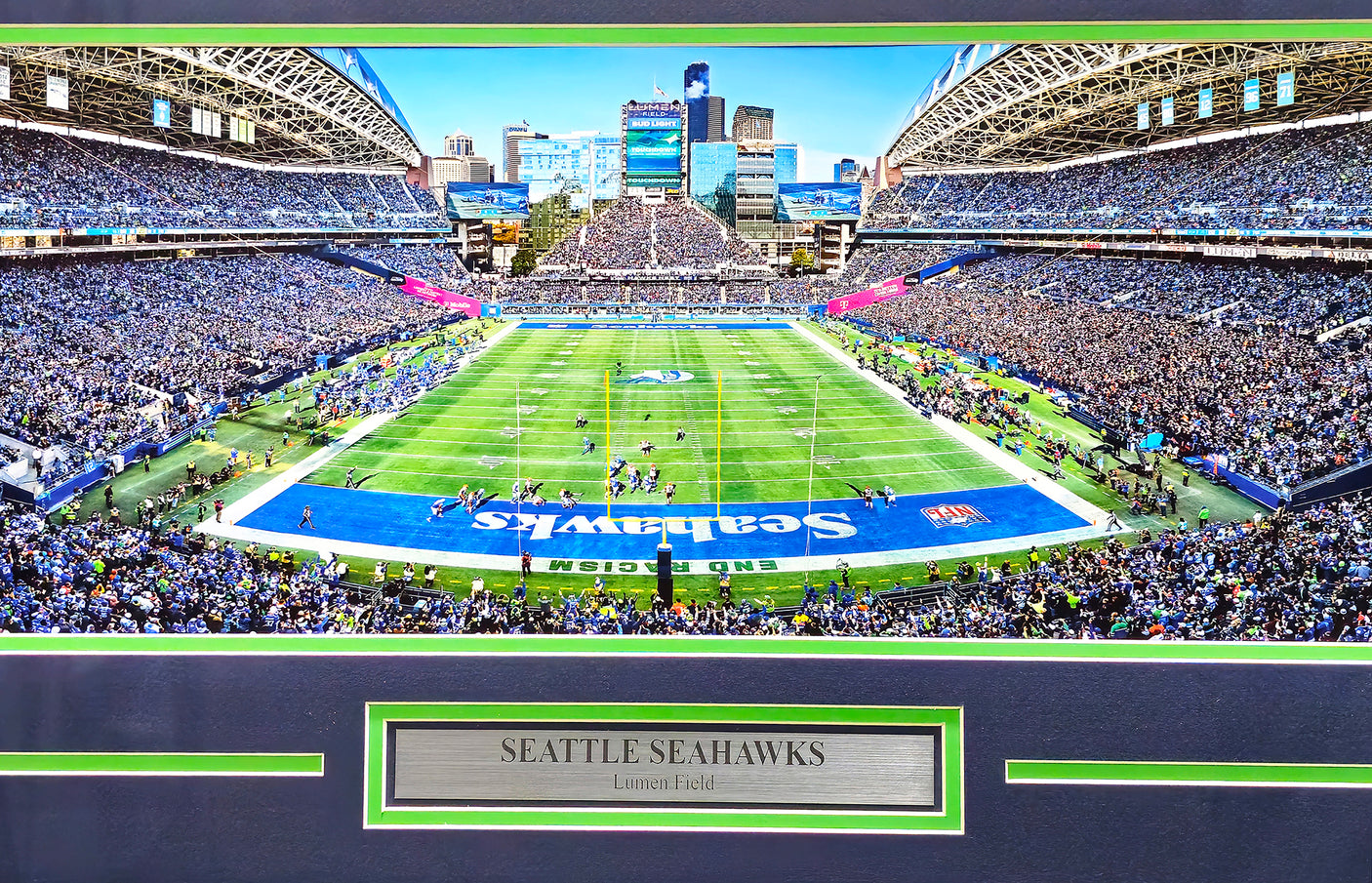 Unsigned Framed 12x36 Panoramic Photo Seattle Seahawks End Zone View Stock #235675