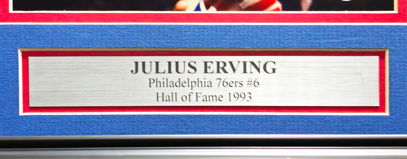 Julius "Dr. J" Erving Autographed Framed 8x10 Photo Philadelphia 76ers Beckett BAS QR #BM37813