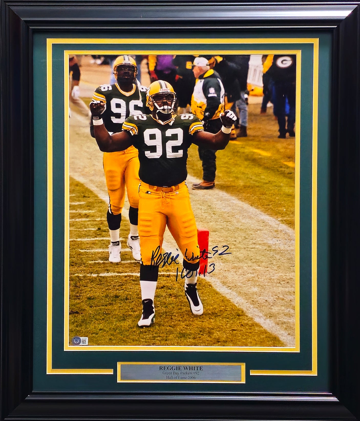 Reggie White Autographed Framed 16x20 Photo Green Bay Packers Beckett BAS #AD43563