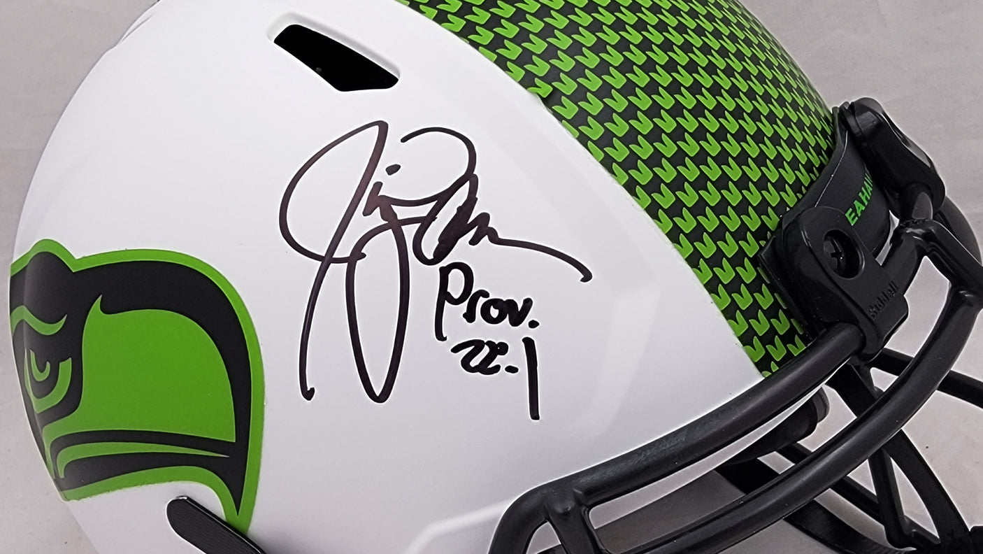 Jim Zorn Autographed Seattle Seahawks Lunar Eclipse White Full Size Replica Speed Helmet MCS Holo Stock #210463