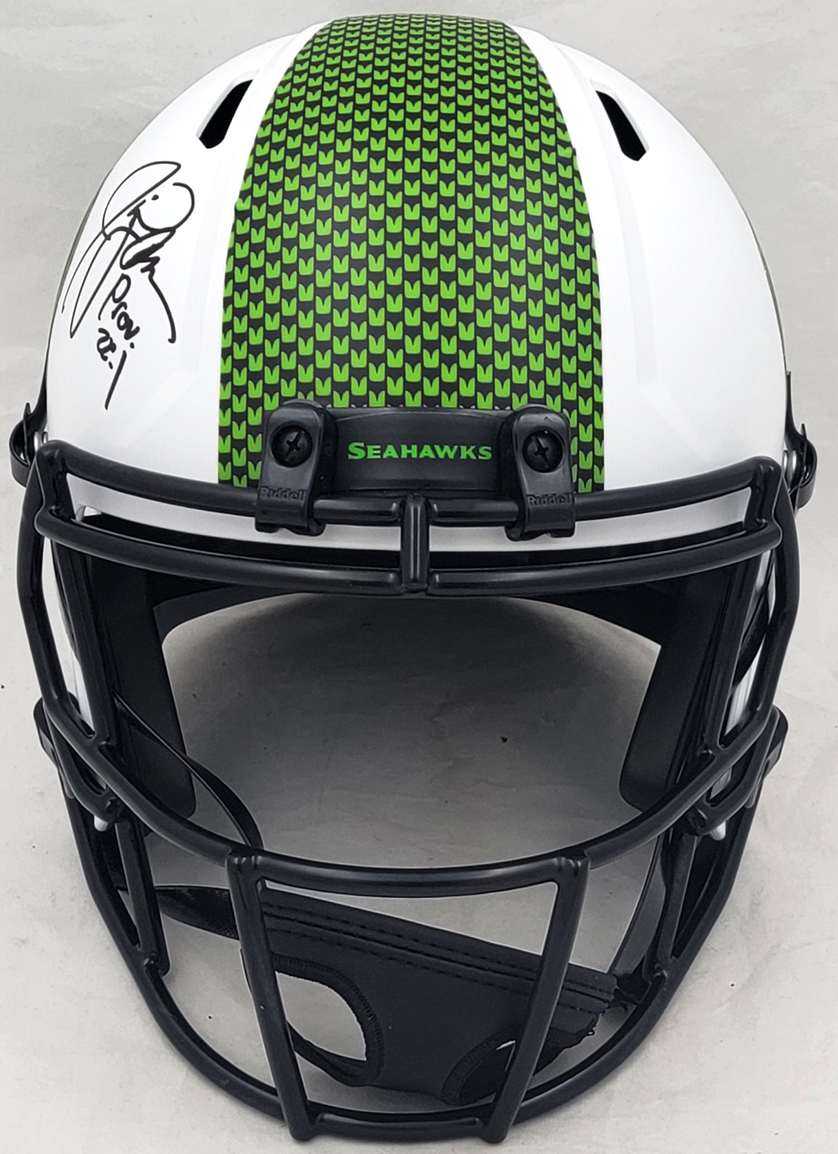 Jim Zorn Autographed Seattle Seahawks Lunar Eclipse White Full Size Replica Speed Helmet MCS Holo Stock #210463