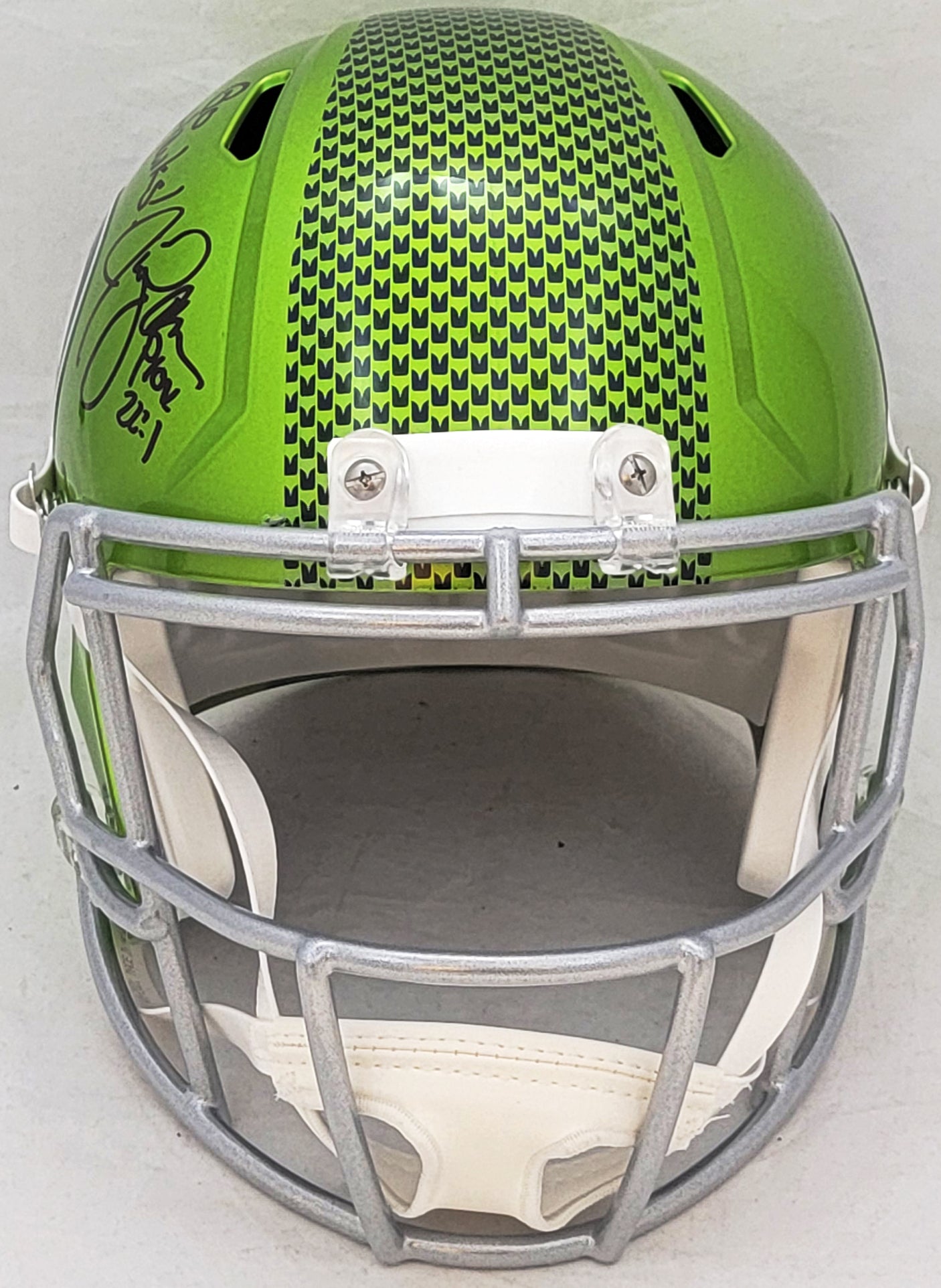 Jim Zorn Autographed Seattle Seahawks Flash Green Full Size Replica Speed Helmet "Go Hawks!" MCS Holo Stock #210462