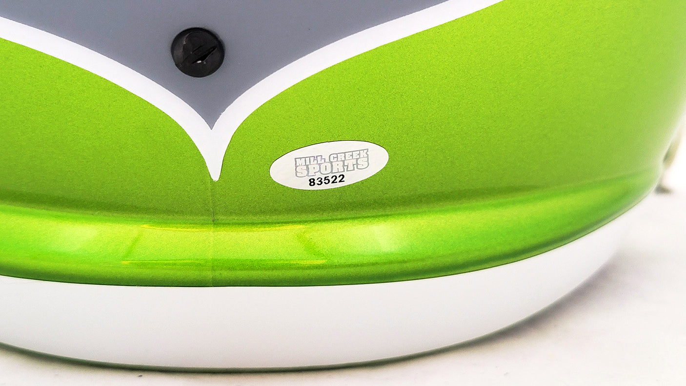 Jim Zorn Autographed Seattle Seahawks Flash Green Full Size Replica Speed Helmet "Go Hawks!" MCS Holo Stock #210462